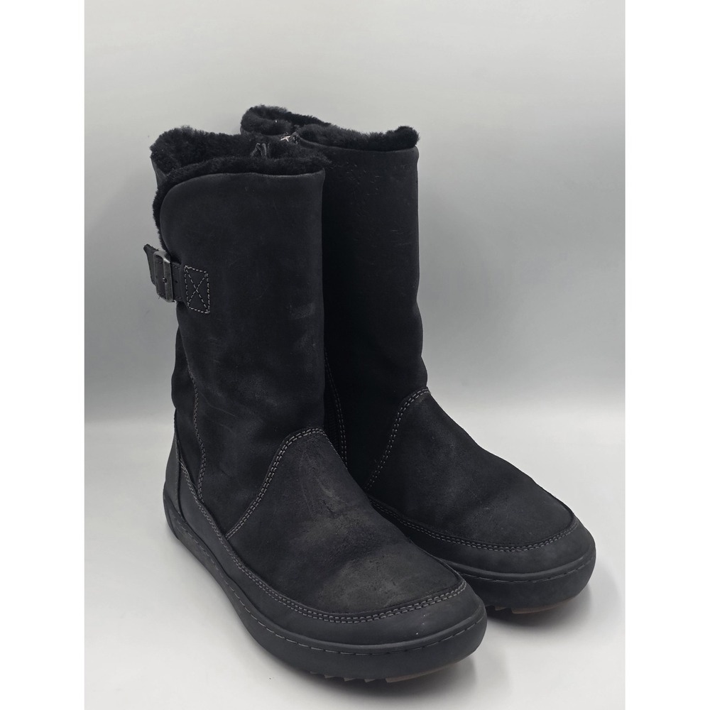 Birkenstock‎ Woodbury Shearling Boots Black Nubuck Buckle Women's Sz 38 US 7